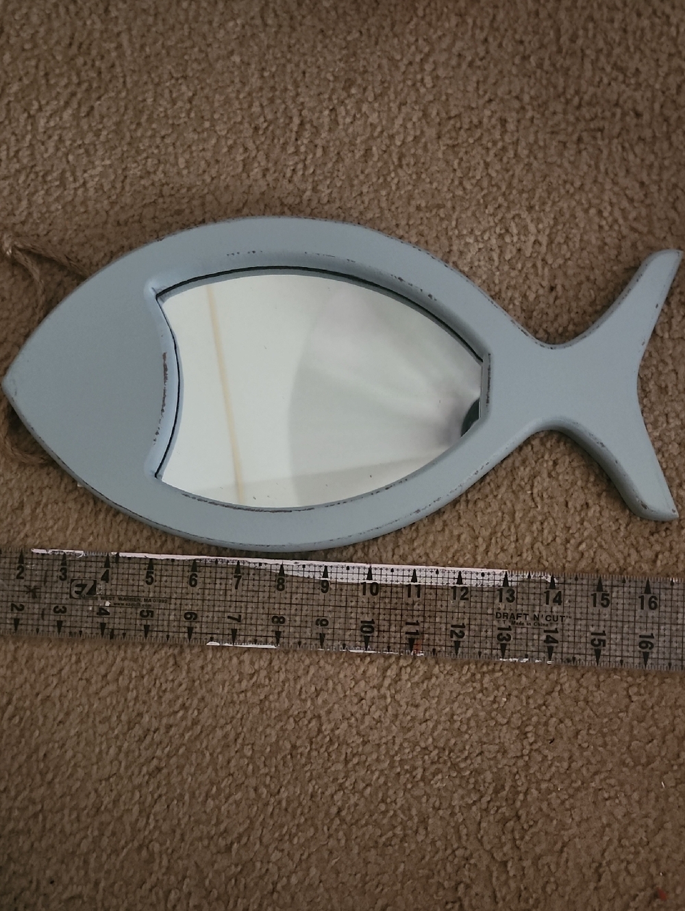 Fish-Shaped Wall Mirror in Light Blue